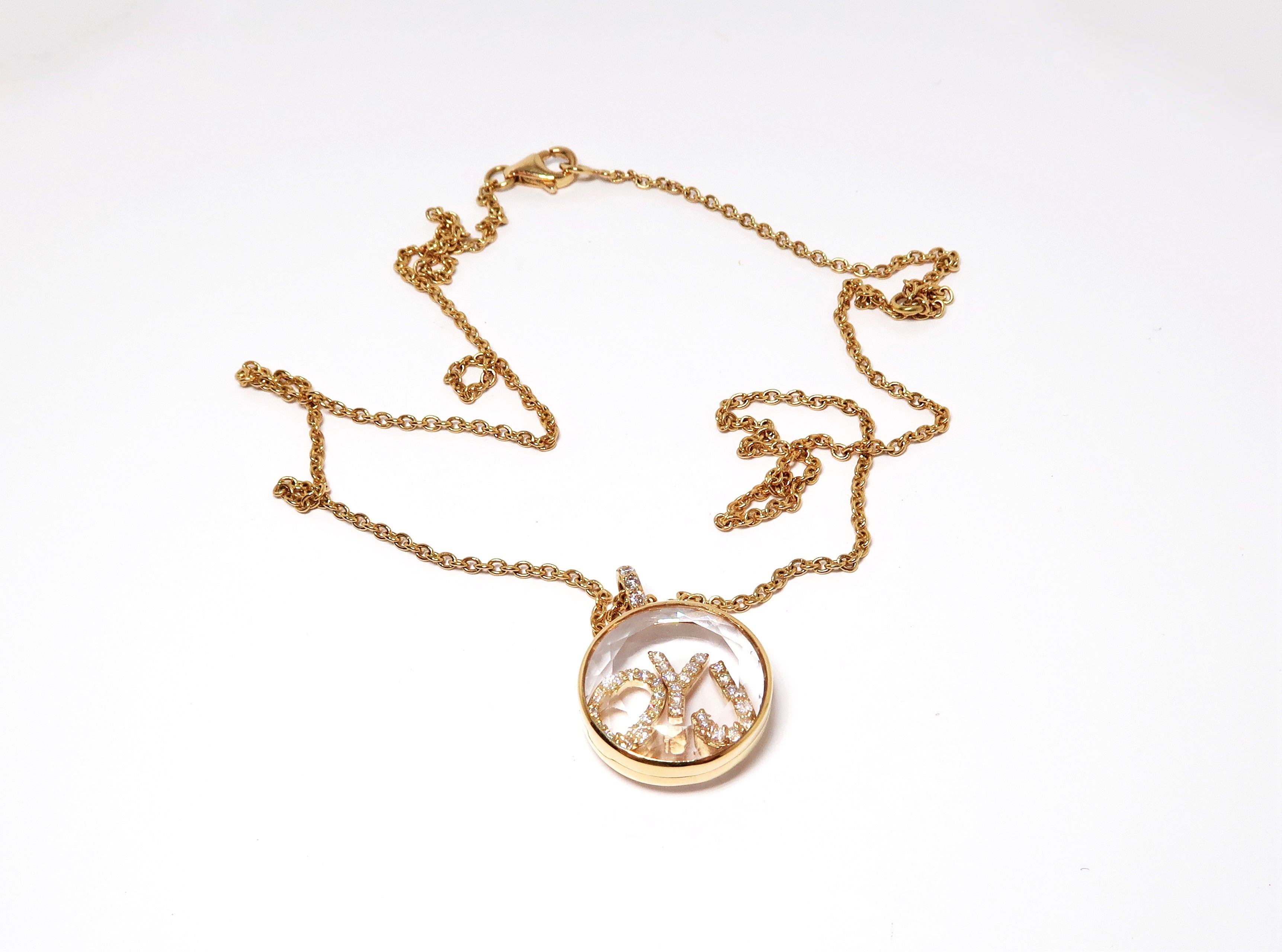 Locket Pendant w/ Three Diamond Pave Initials