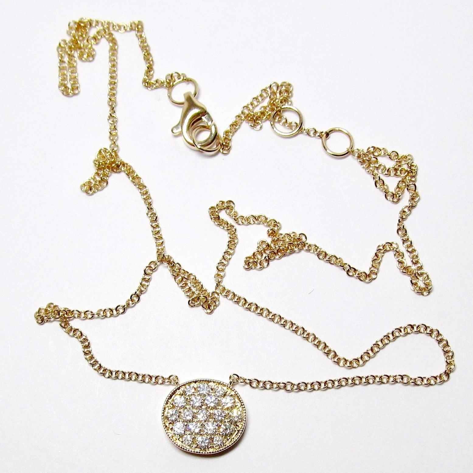 14k Yellow Gold Diamond Disk Pendant