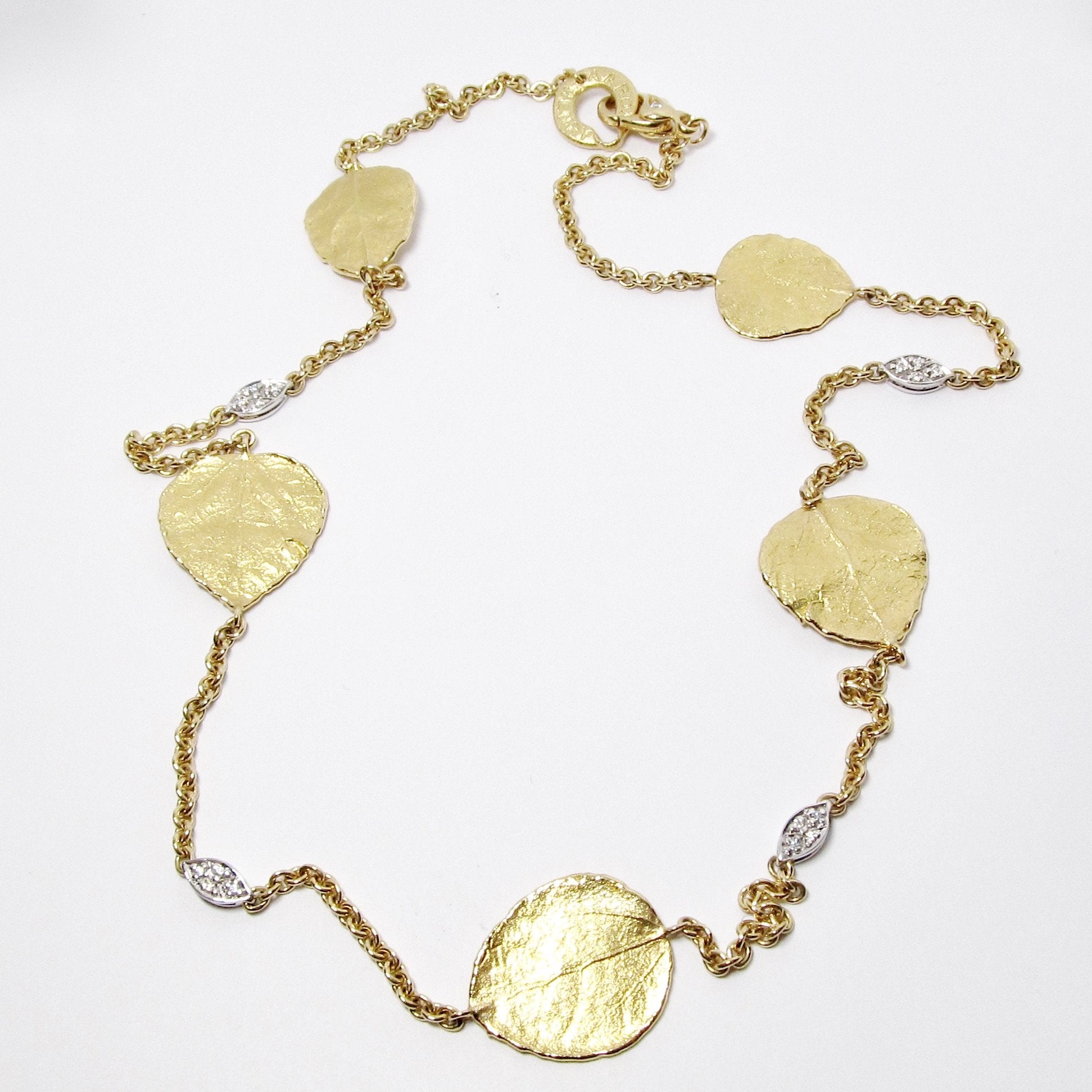 Yellow Gold 5 Leaf Necklace