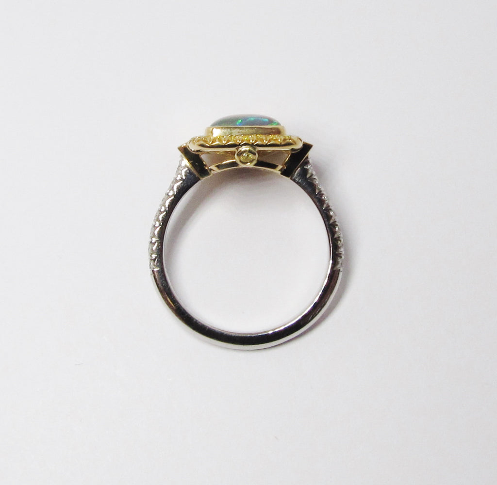 Opal & Intense Fancy-Yellow Diamond Ring