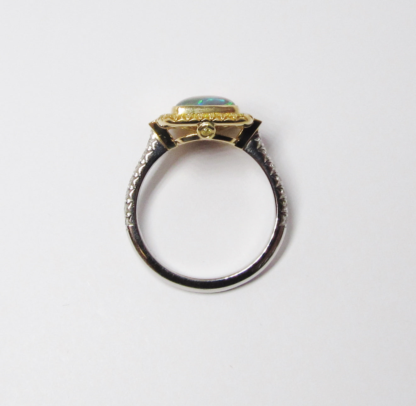 Opal & Intense Fancy-Yellow Diamond Ring