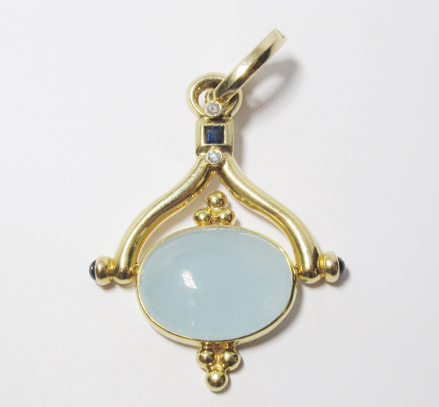 Aquamarine (Oval), Blue Sapphire Pendant