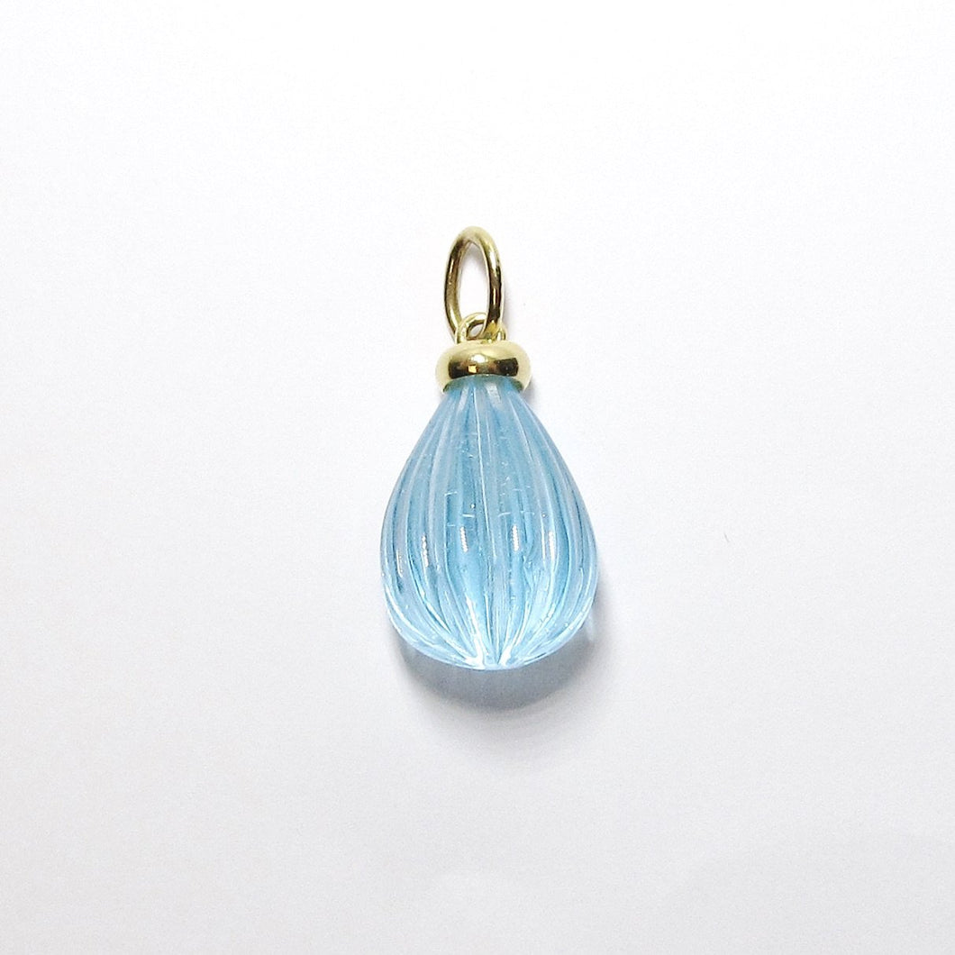 14k Yellow Gold Fluted Blue Topaz Pendent