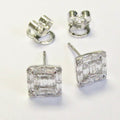 Multi-Diamond Square Stud Earrings