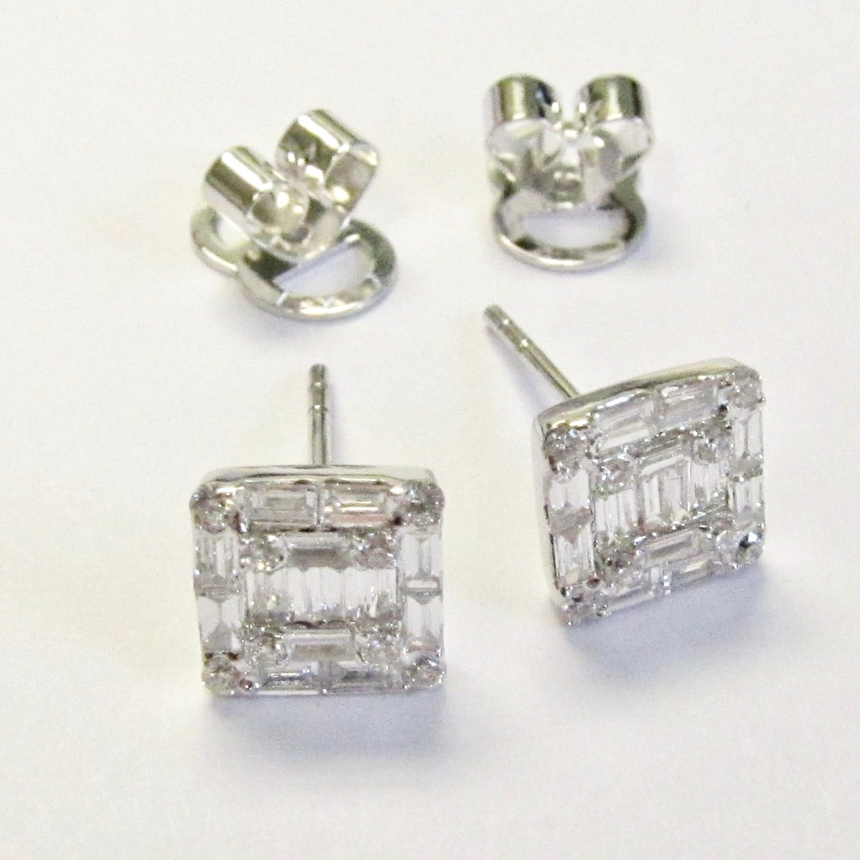 Multi-Diamond Square Stud Earrings