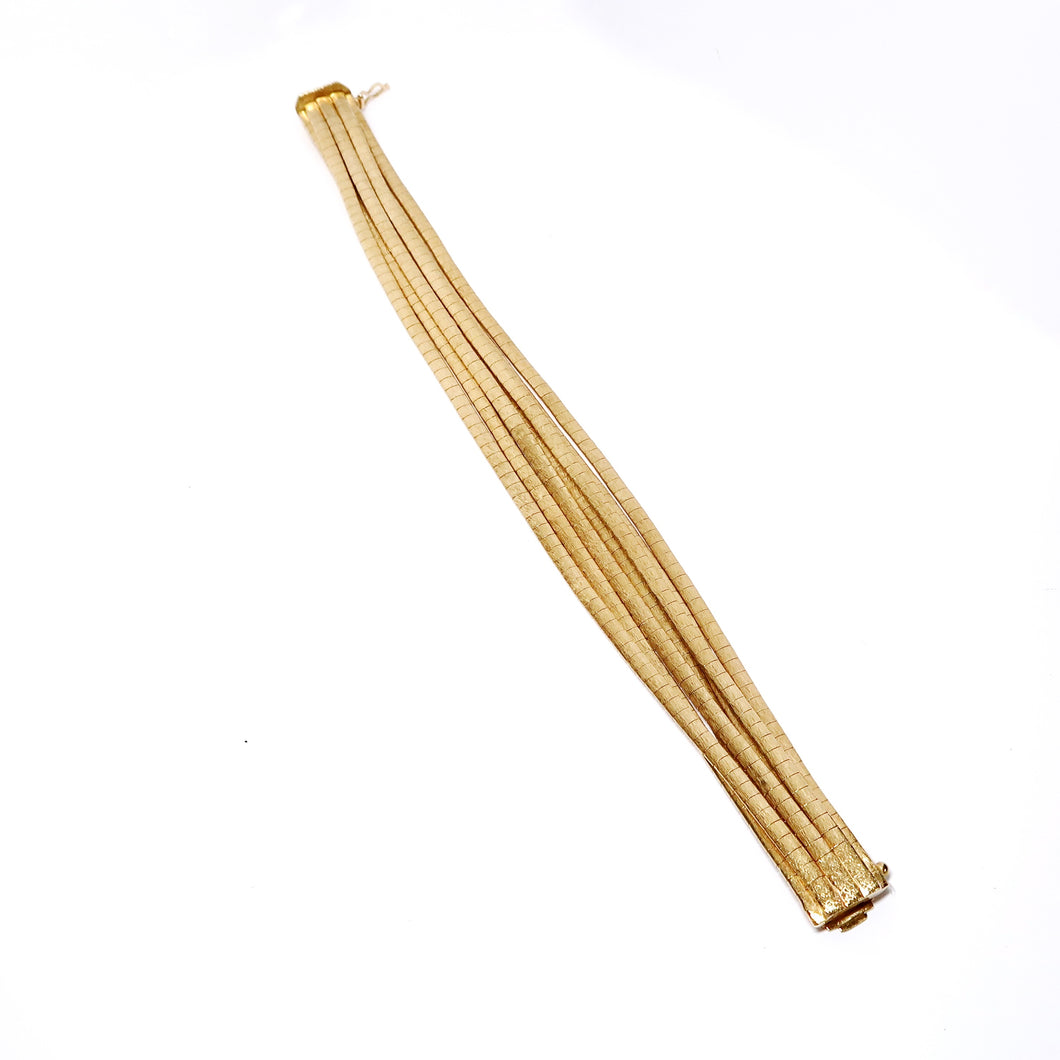 Yellow Gold, Multi Strand Flat Bracelet