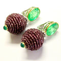 18k Yellow & White Gold Garnet & Quartz Earrings
