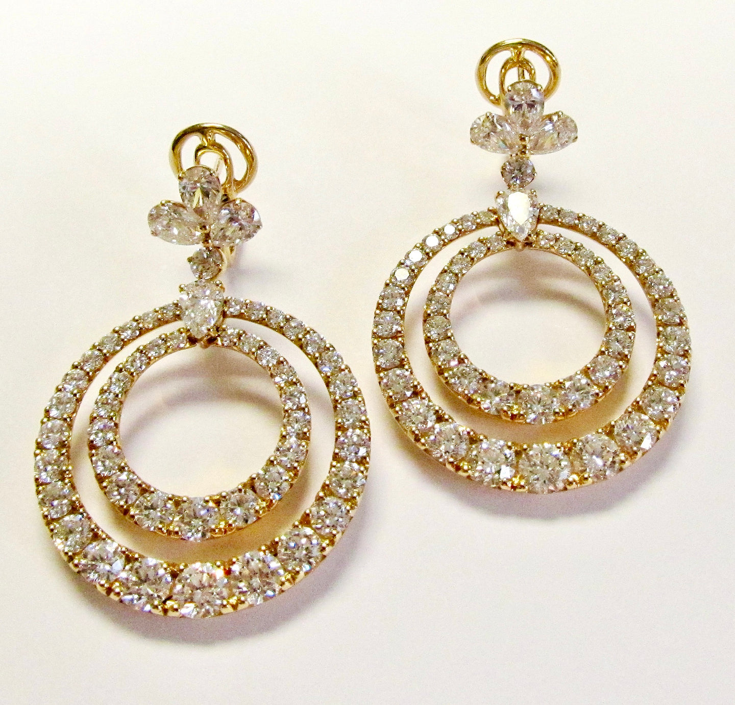 18k Pink Gold Fancy Diamond Circle Earrings