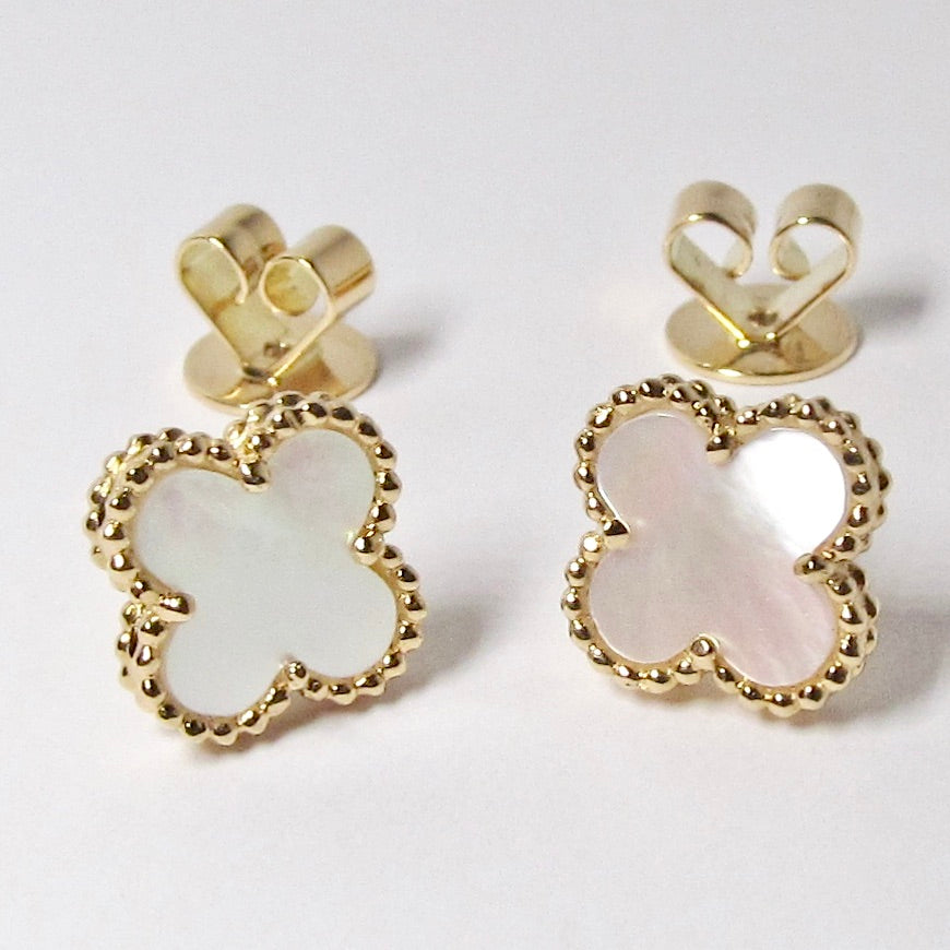 18k Yellow Gold + Mother Of Pearl Earrings