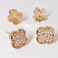 18k Rose Gold Diamond Flower Earrings