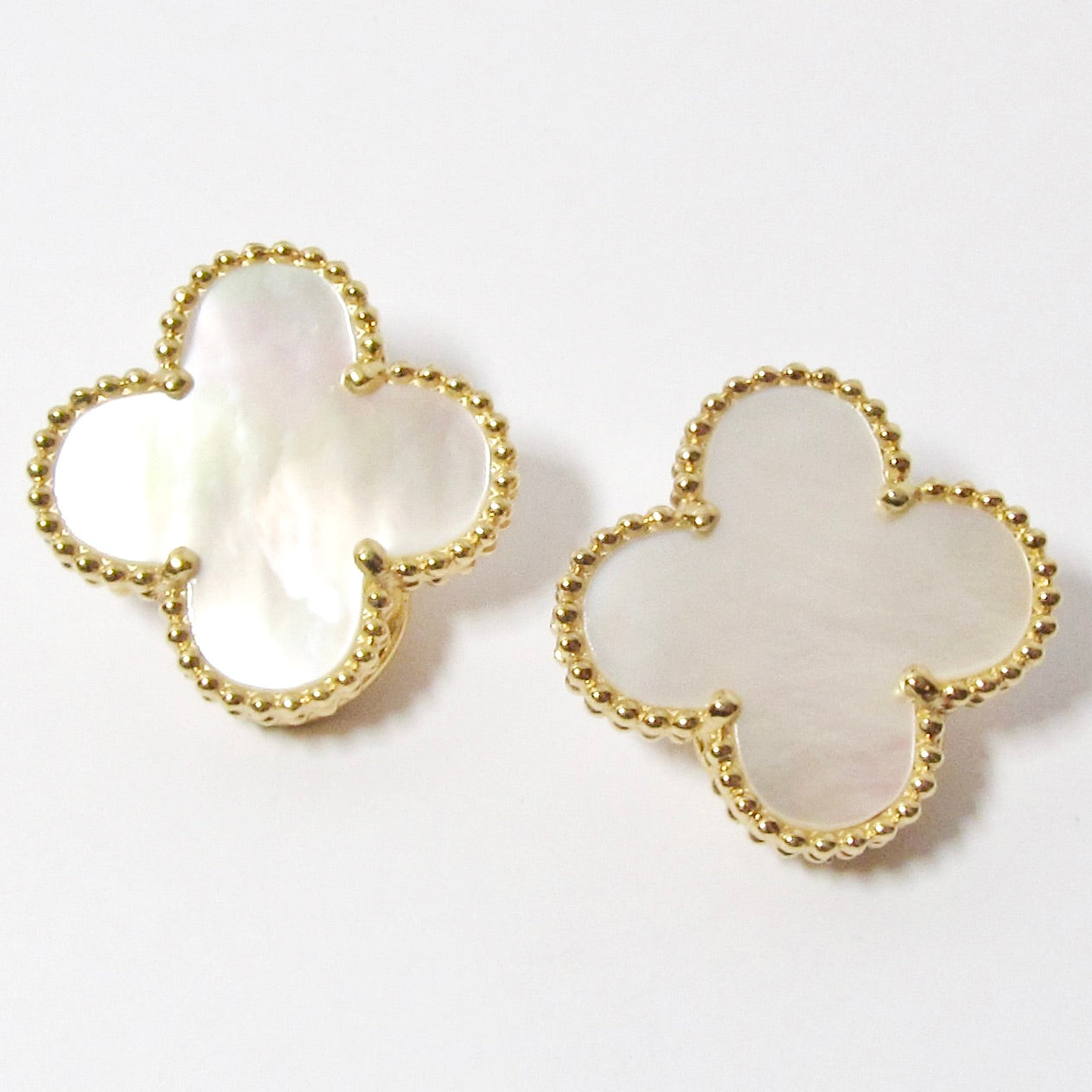 18k Yellow Gold + Mother of Pearl Earrings (20mm)
