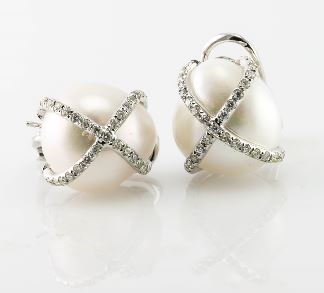 Pearl & Diamond Criss-Cross Earrings