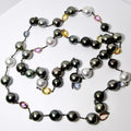 Long Pearl & Sapphire Necklace