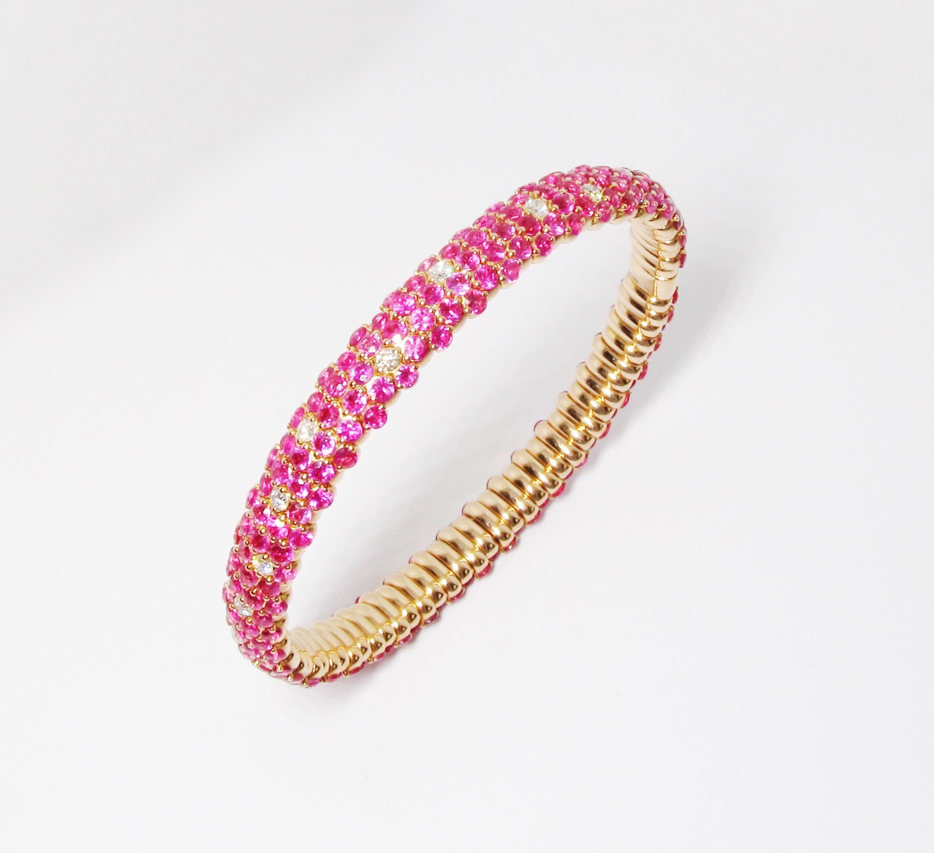 Sapphire & Diamond Stretchy Bangle Bracelet (Available in Pink & Blue)