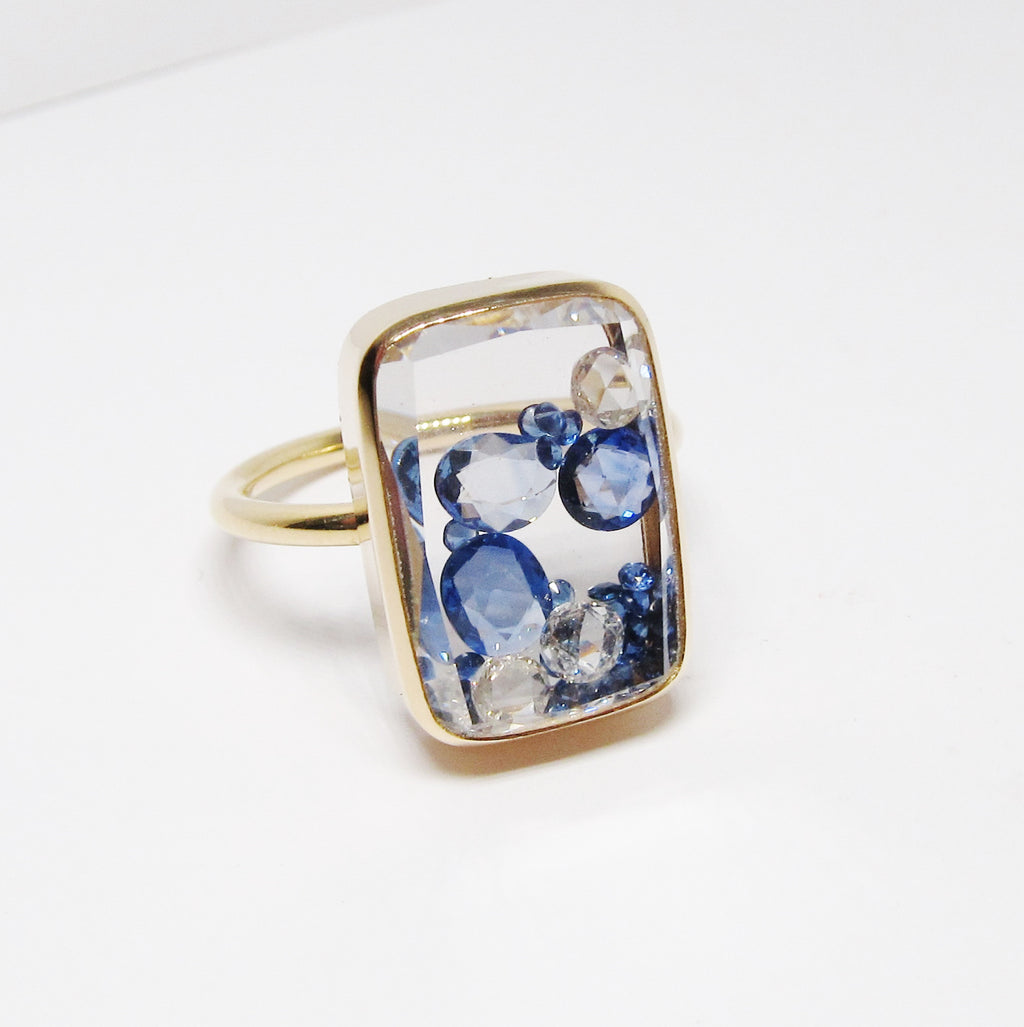 Sapphire & Diamond Kaleidoscope Shaker Ring