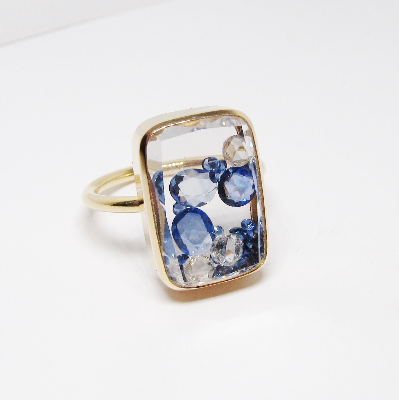Sapphire & Diamond Kaleidoscope Shaker Ring