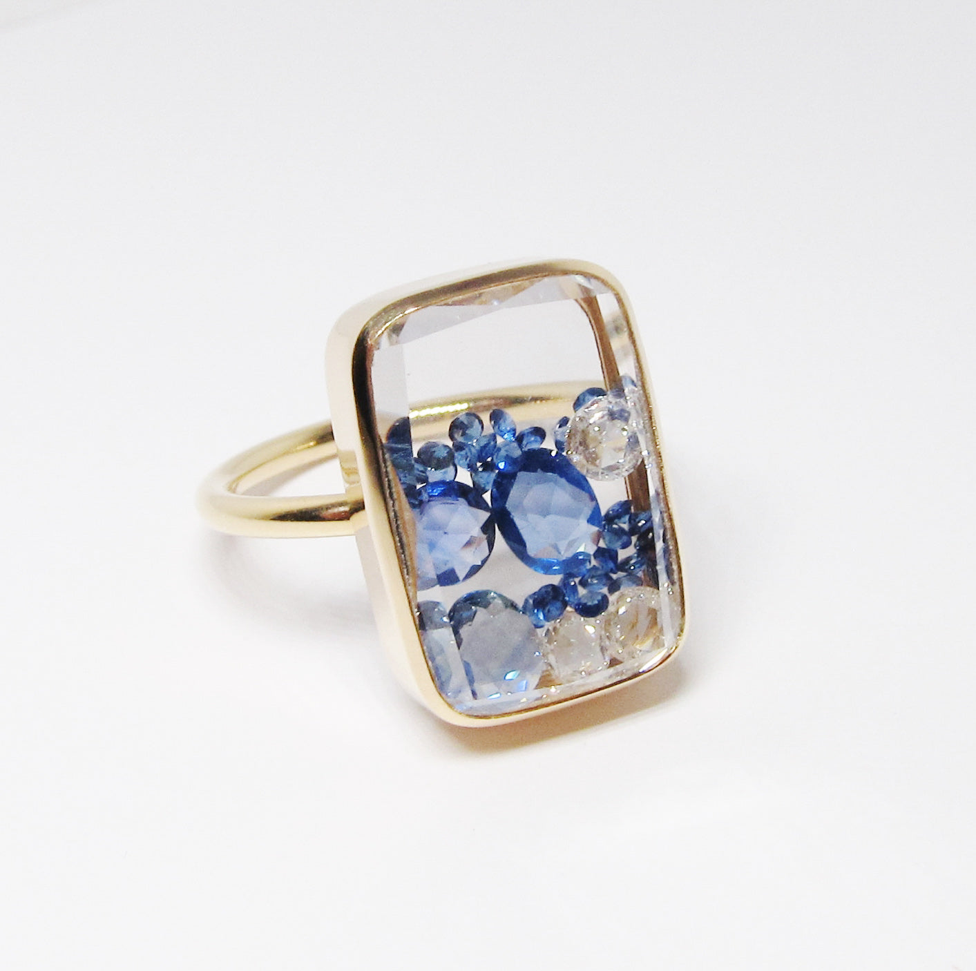 Sapphire & Diamond Kaleidoscope Shaker Ring