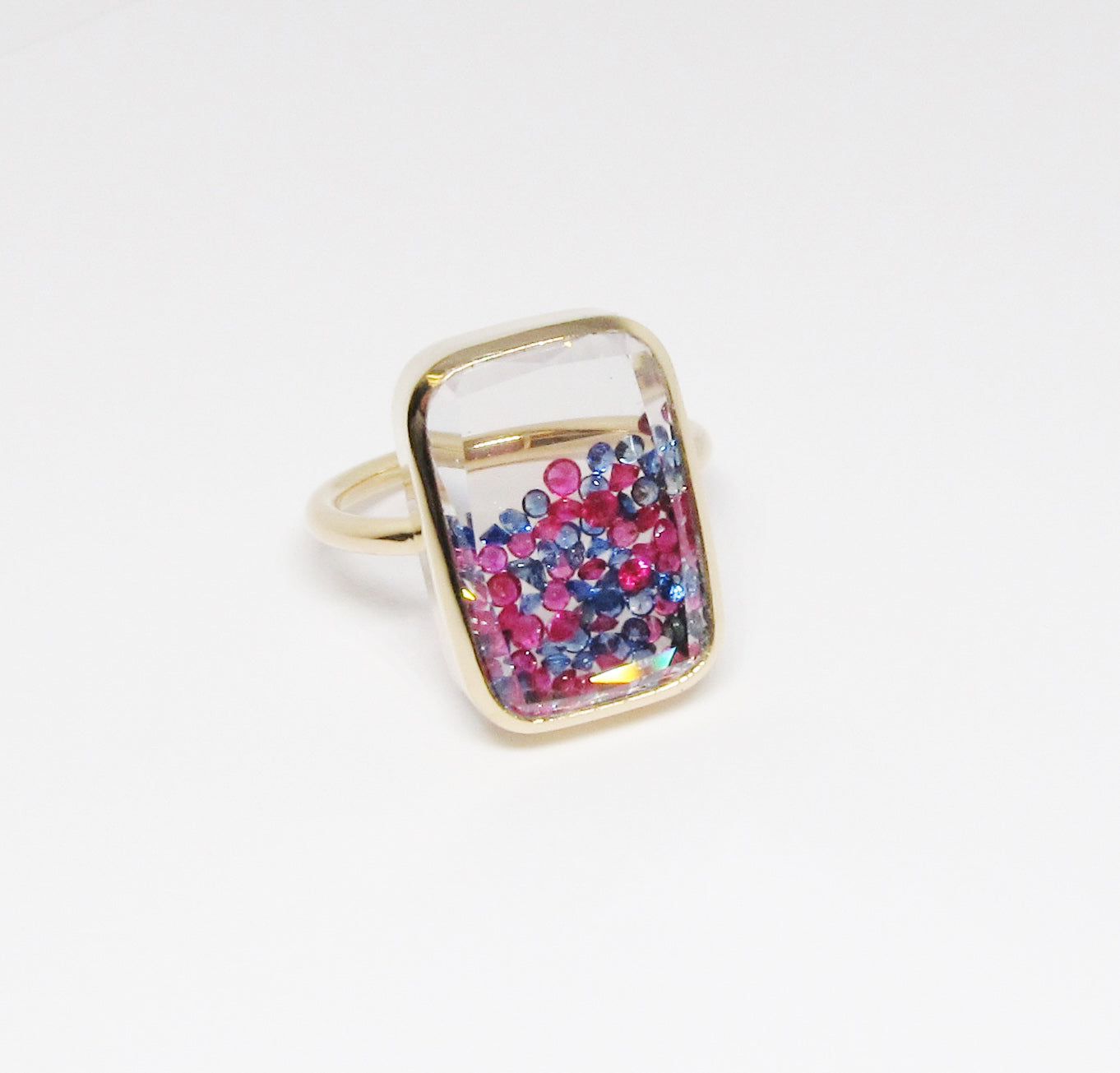Blue Sapphire & Ruby Ring in White Sapphire Kaleidoscope Shaker