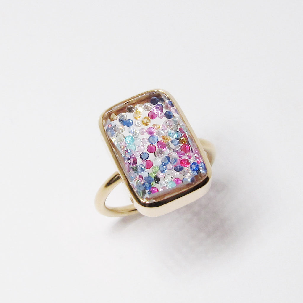 Sapphire, Ruby, and Diamond Kaleidoscope Shaker Ring