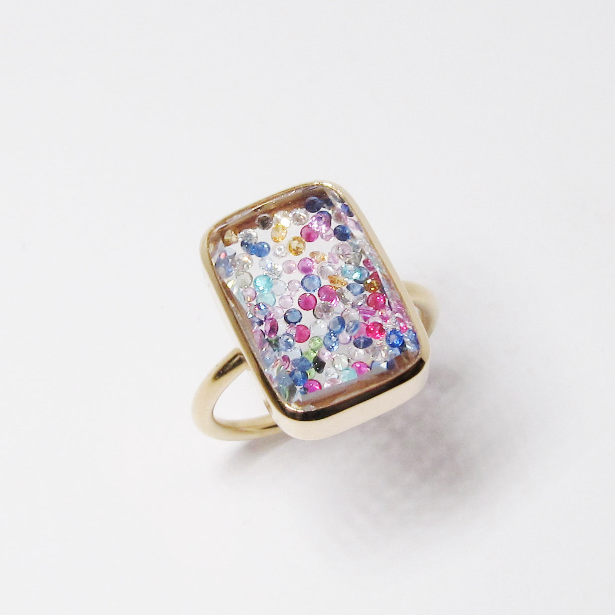 Sapphire, Ruby, and Diamond Kaleidoscope Shaker Ring