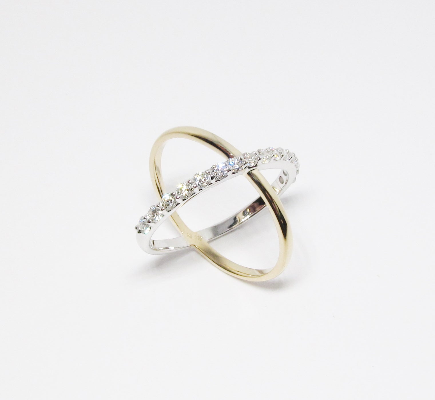 "X" Ring With Diamonds