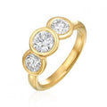 18k Yellow Gold 3 Stone Bezel Set Ring