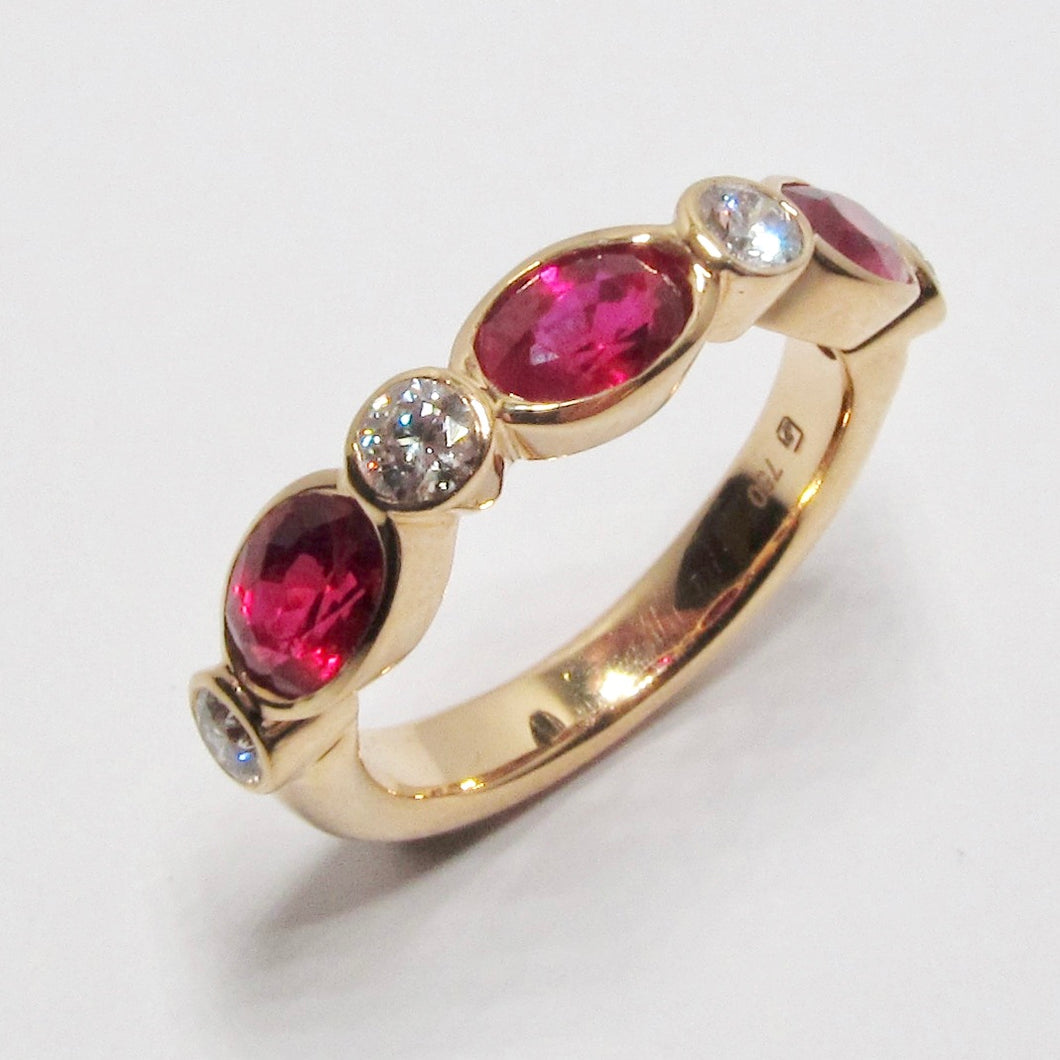 18k Pink Gold Diamond & Ruby Ring