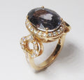 18k Pink Gold, Diamond, & Oval Ring