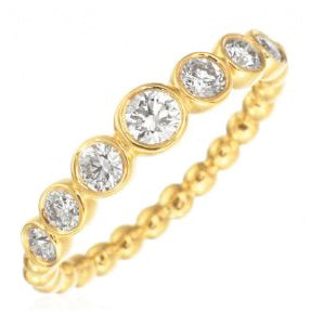 18k Yellow Gold Medium Diamond Stackable Ring