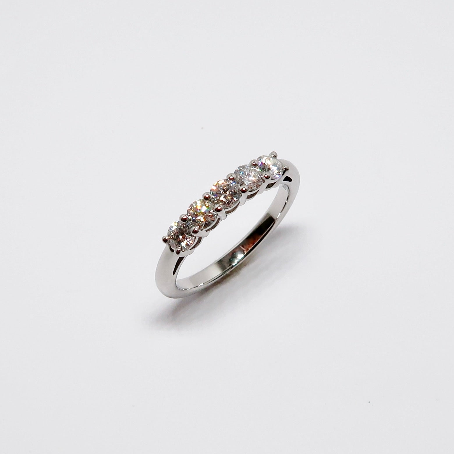 Diamond Wedding Band, Platinum, 5 Round Diamonds