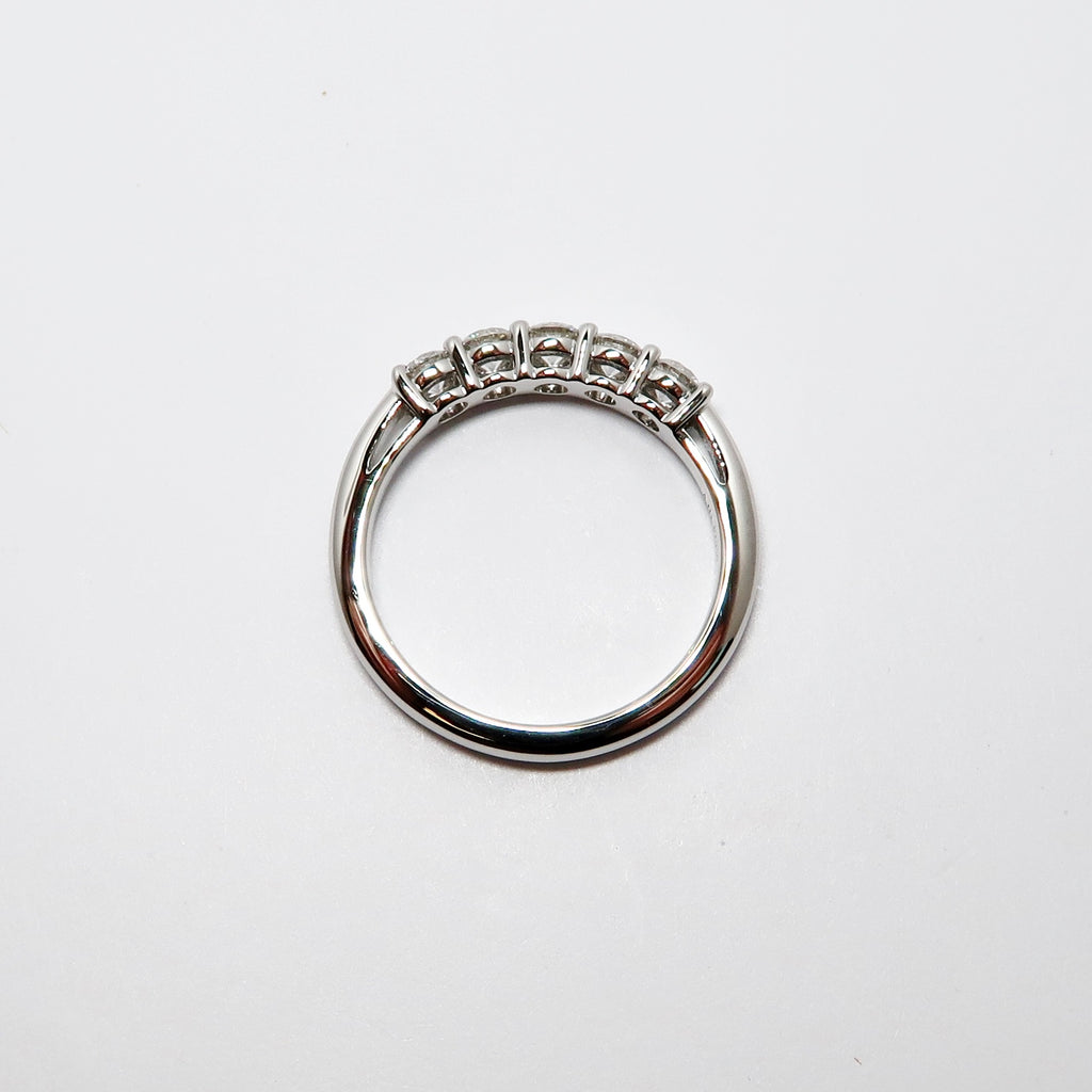 Diamond Wedding Band, Platinum, 5 Round Diamonds