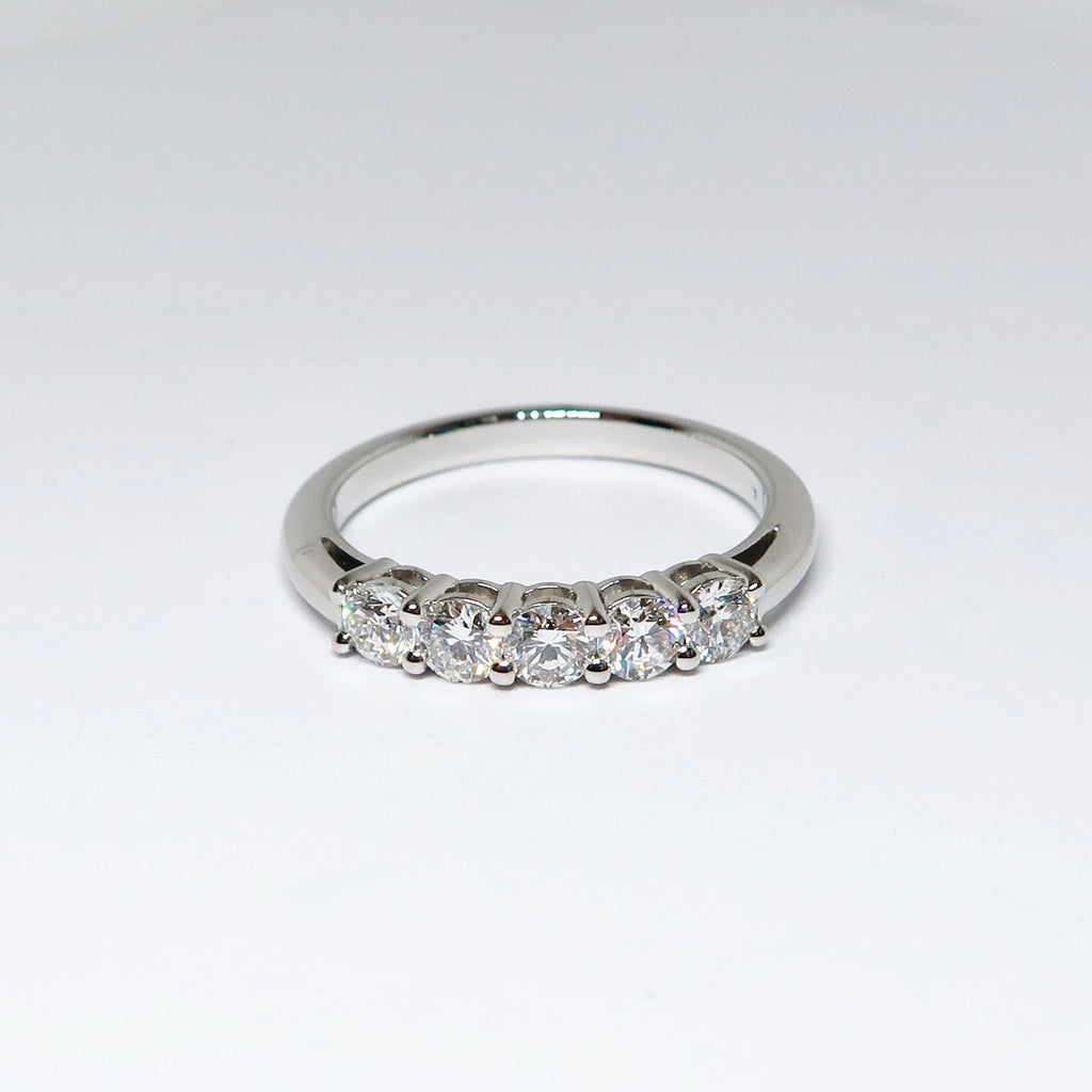 Diamond Wedding Band, Platinum, 5 Round Diamonds