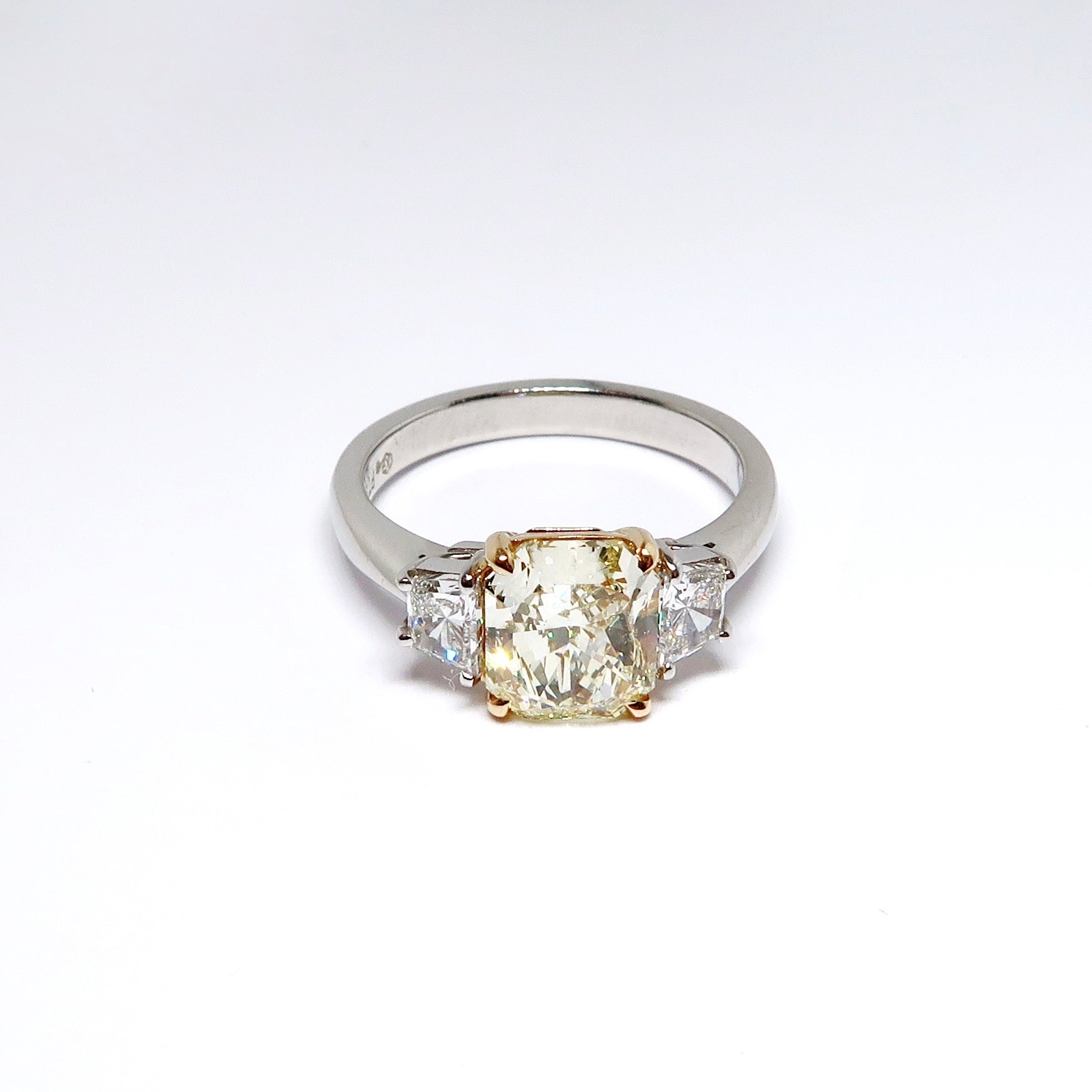 3 Stone Fancy Yellow Diamond Ring