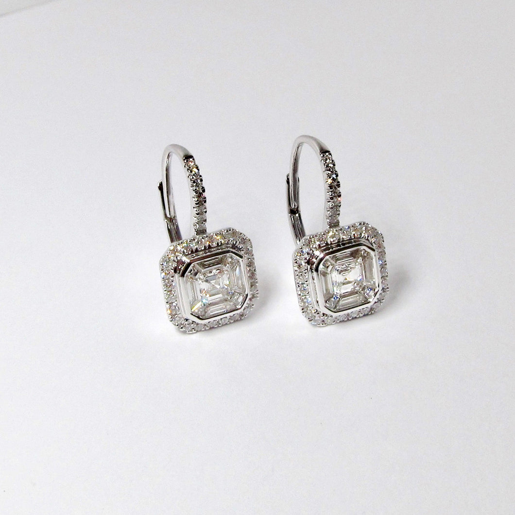 18k White Gold Fancy Diamond Earrings