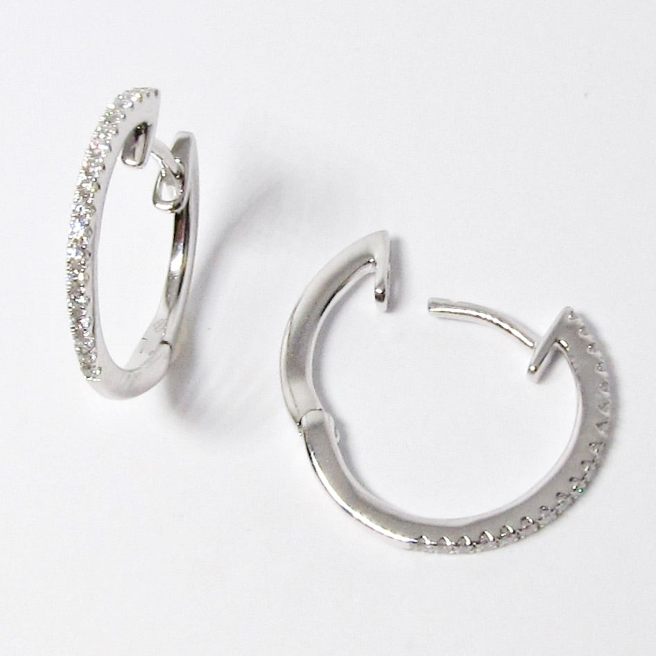 18k White Gold Diamond Hoop Earrings