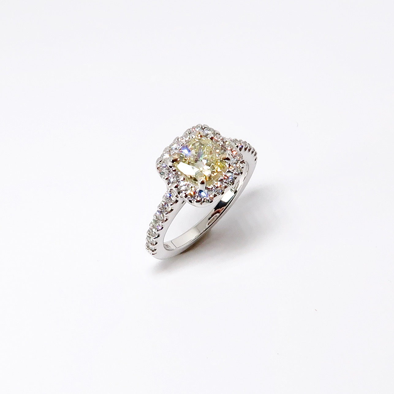 Fancy Light Yellow Halo Diamond Ring