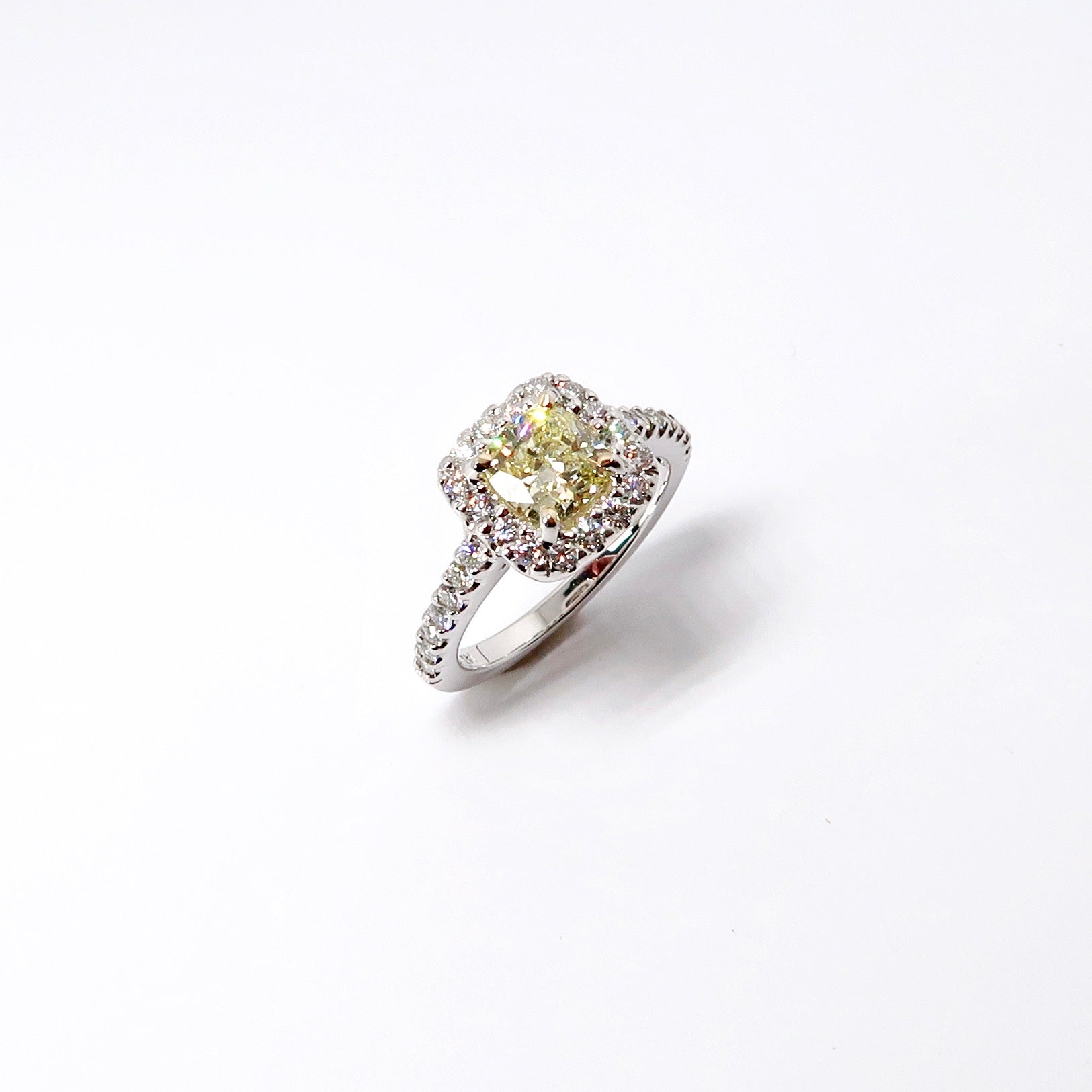 Fancy Light Yellow Halo Diamond Ring