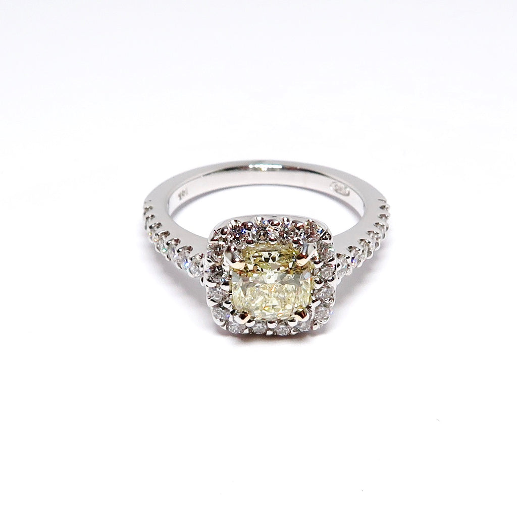 Fancy Light Yellow Halo Diamond Ring