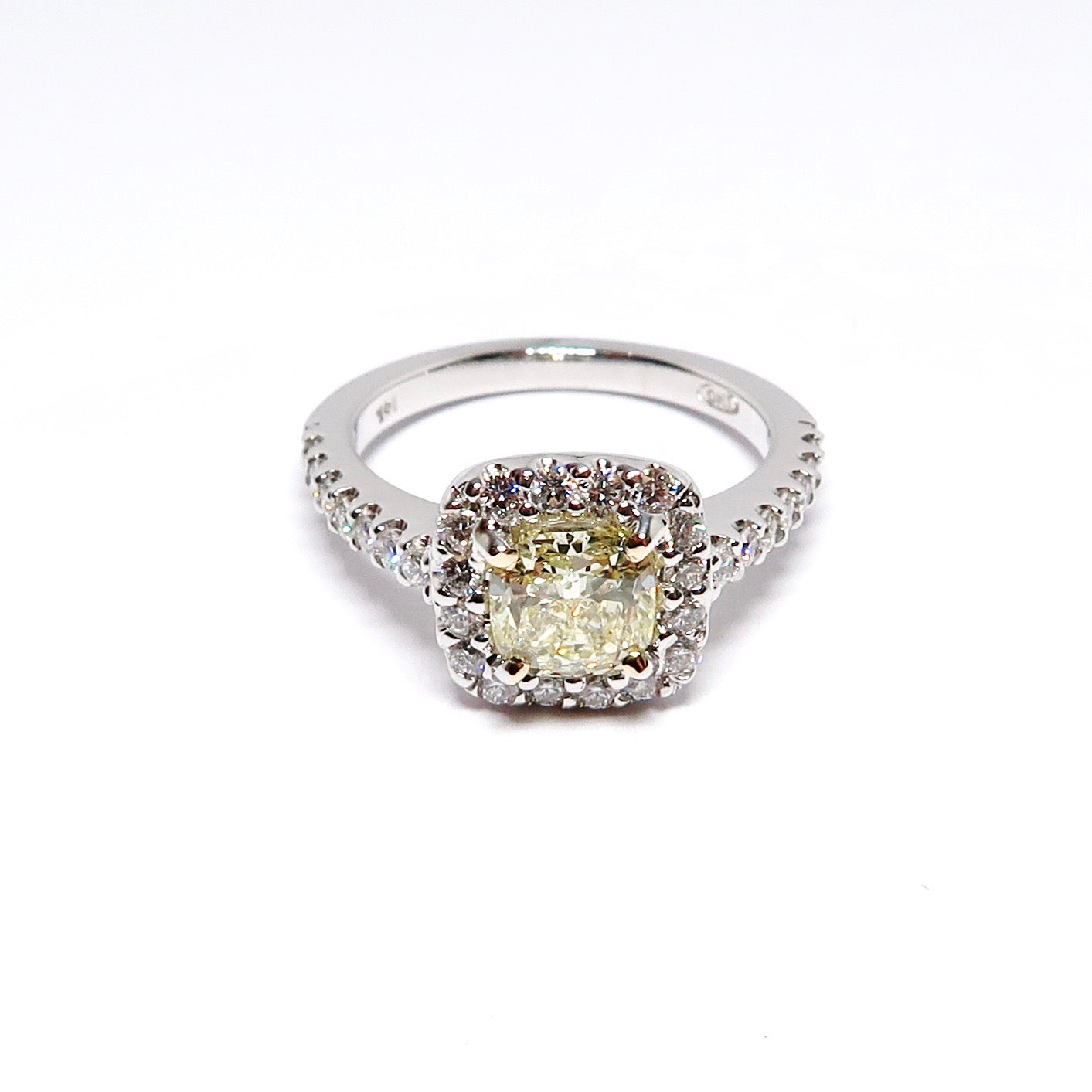 Fancy Light Yellow Halo Diamond Ring