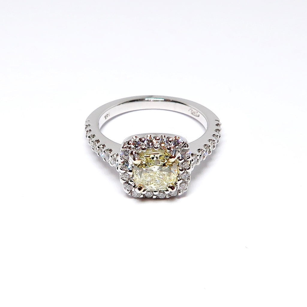 Fancy Light Yellow Halo Diamond Ring