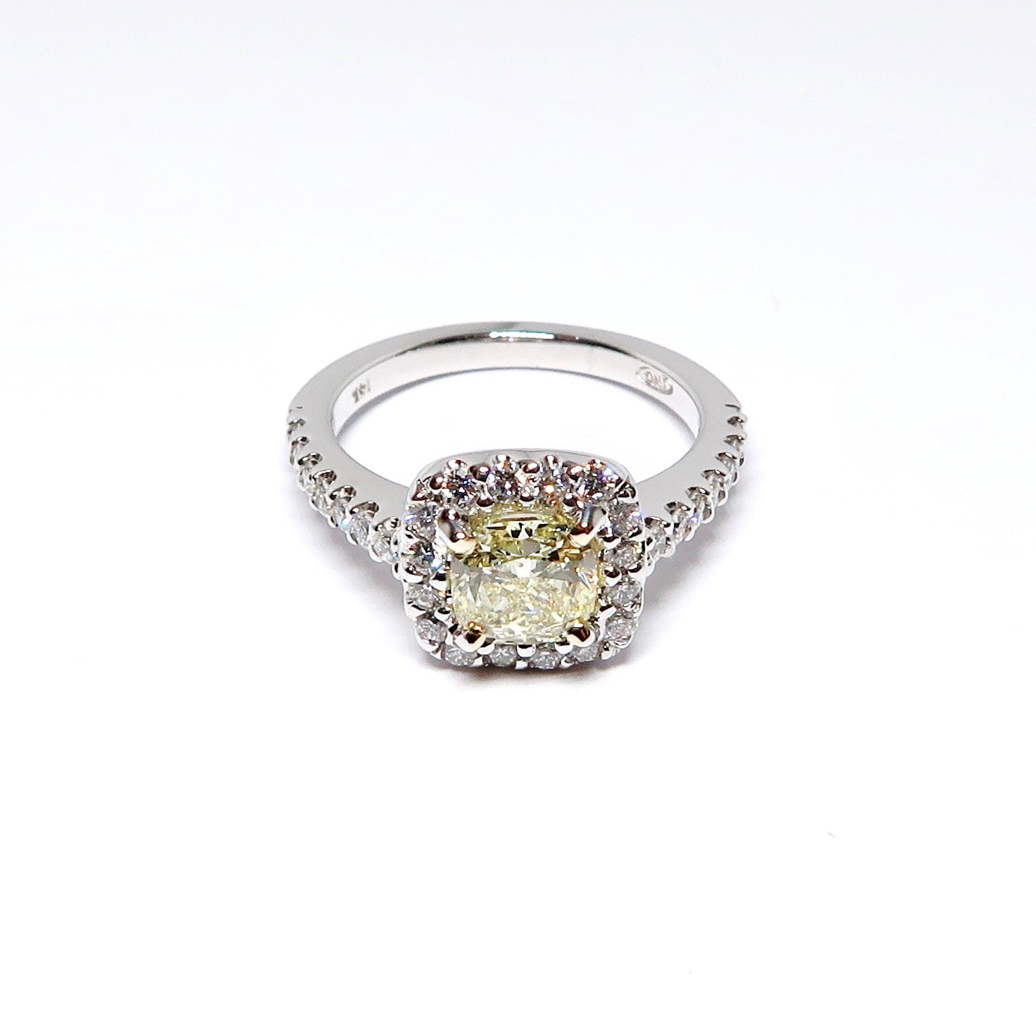 Fancy Light Yellow Halo Diamond Ring