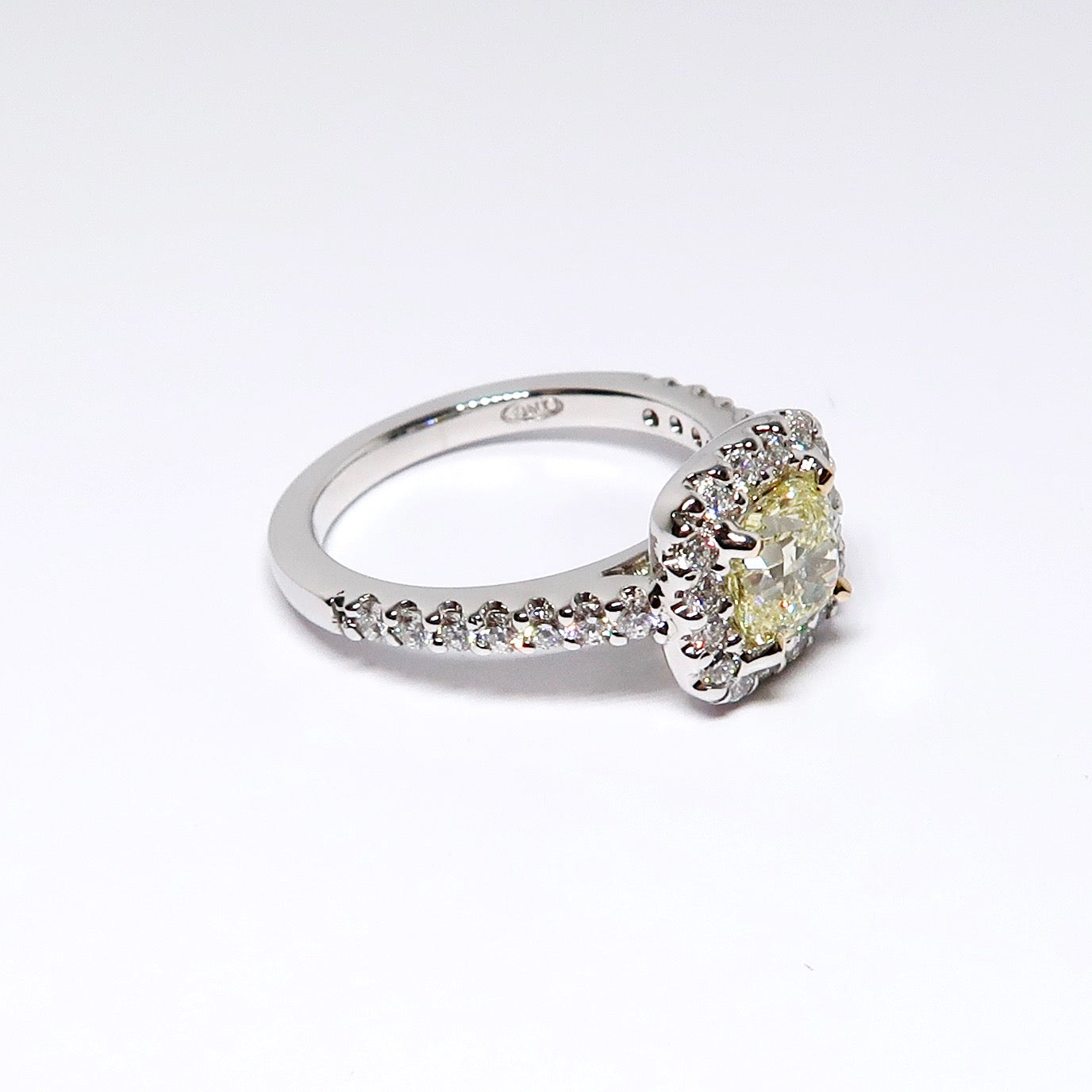 Fancy Light Yellow Halo Diamond Ring