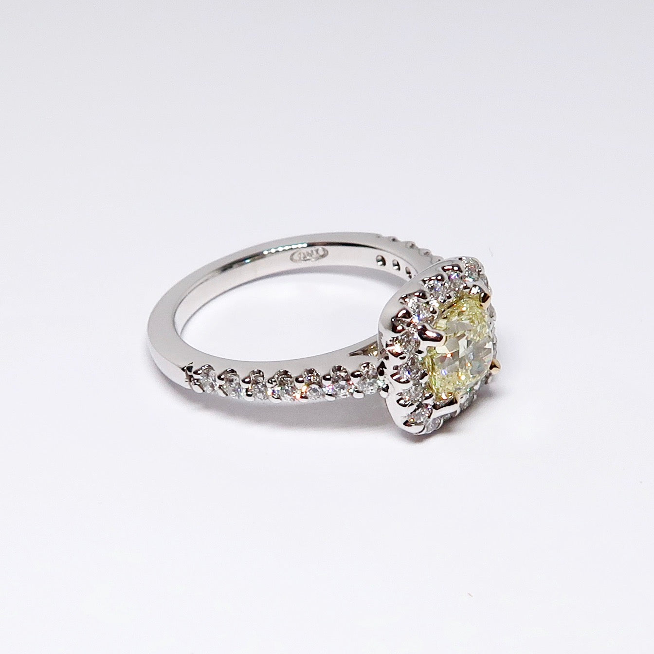 Fancy Light Yellow Halo Diamond Ring