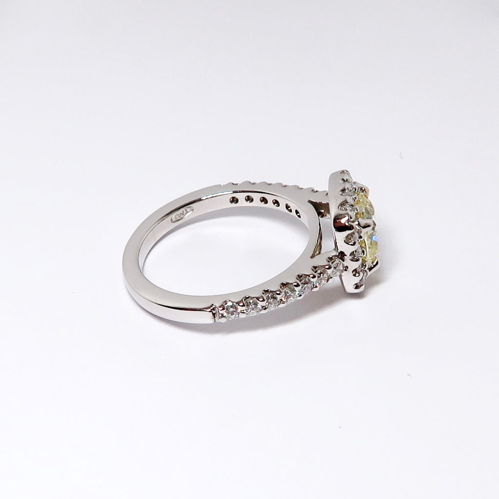 Fancy Light Yellow Halo Diamond Ring