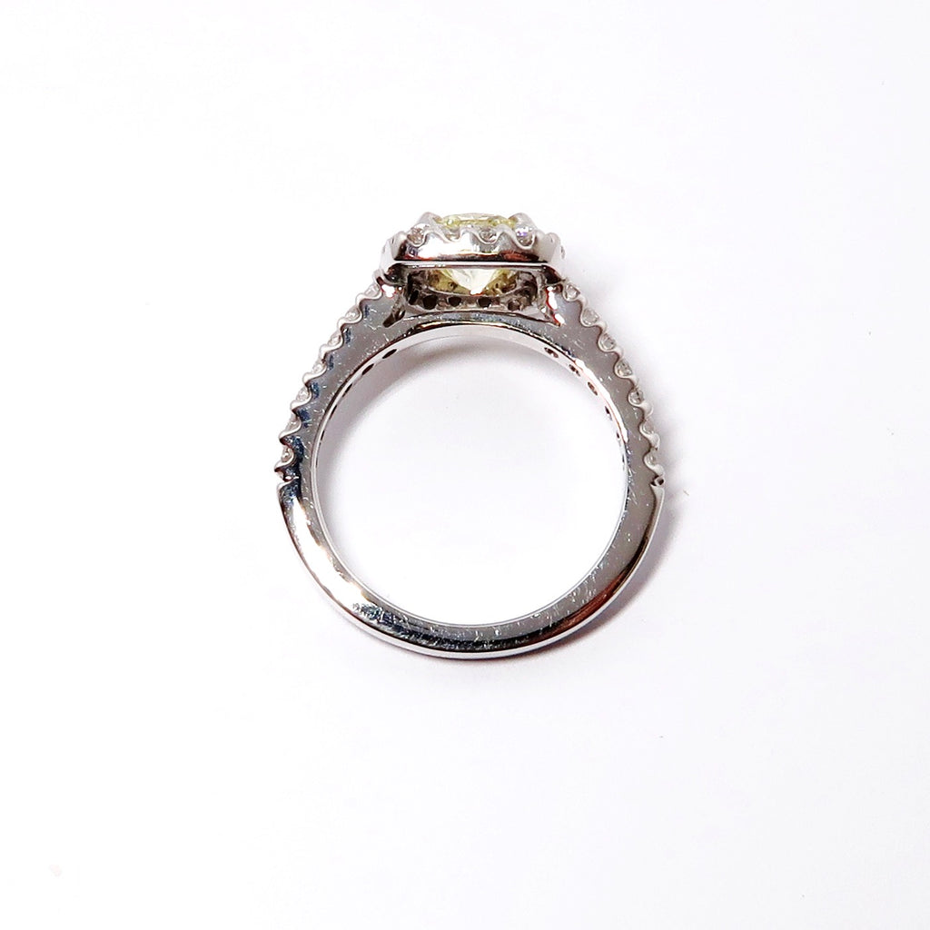 Fancy Light Yellow Halo Diamond Ring