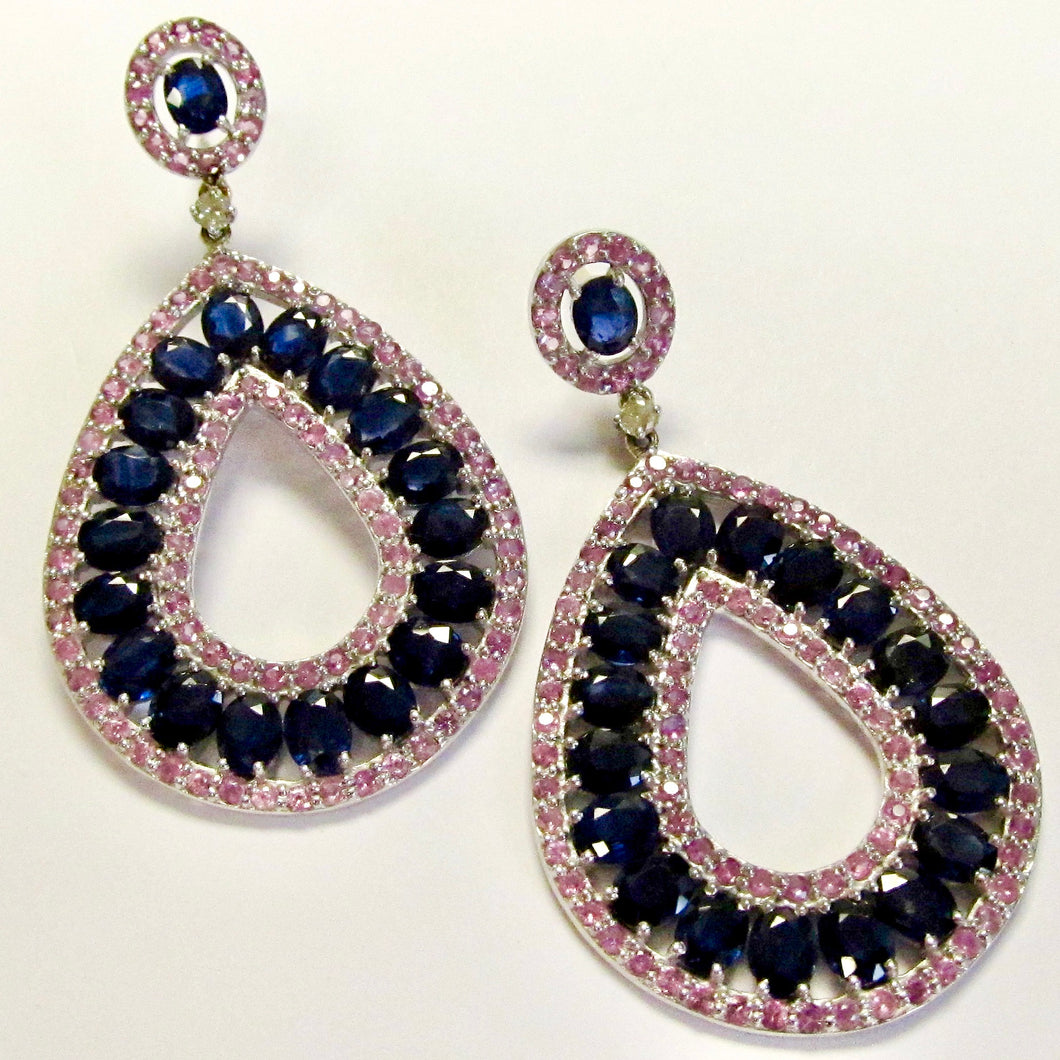 Pink & Blue Sapphires & Diamond Earrings