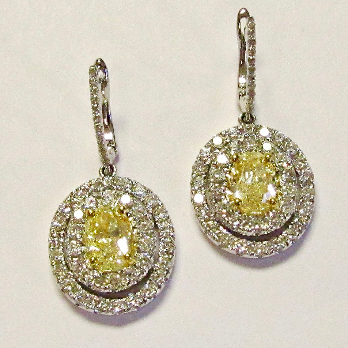 Yellow & White Diamond Earrings