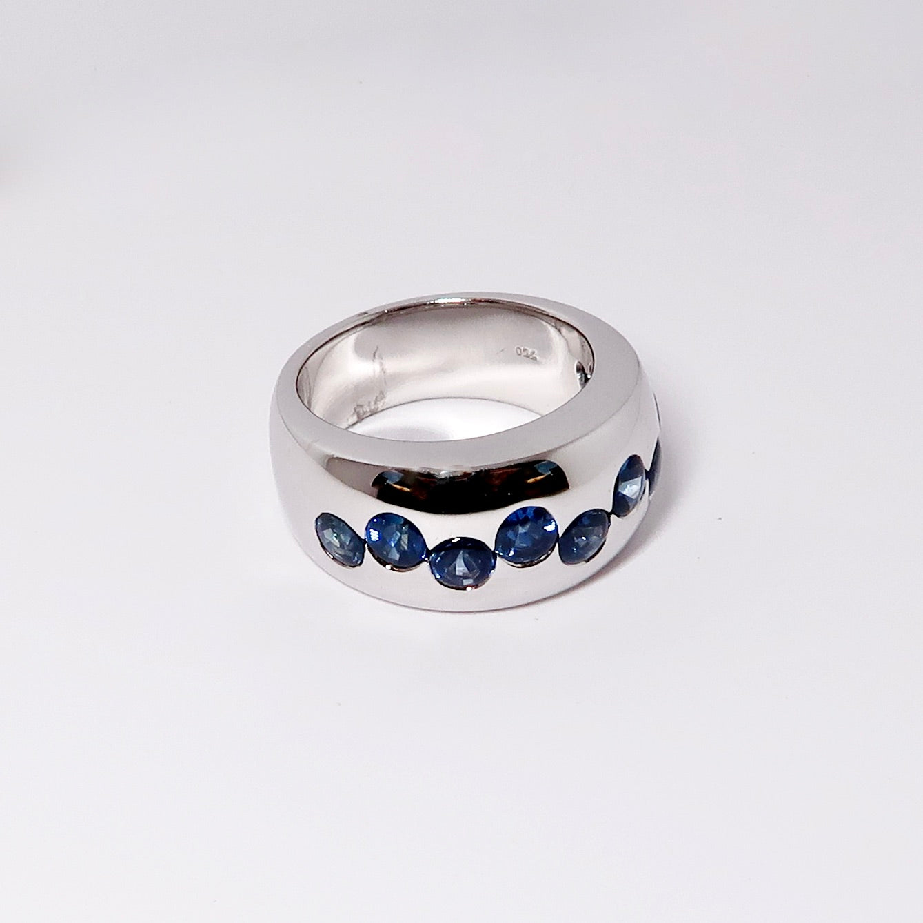 Wide Blue Sapphire Gypsy Ring
