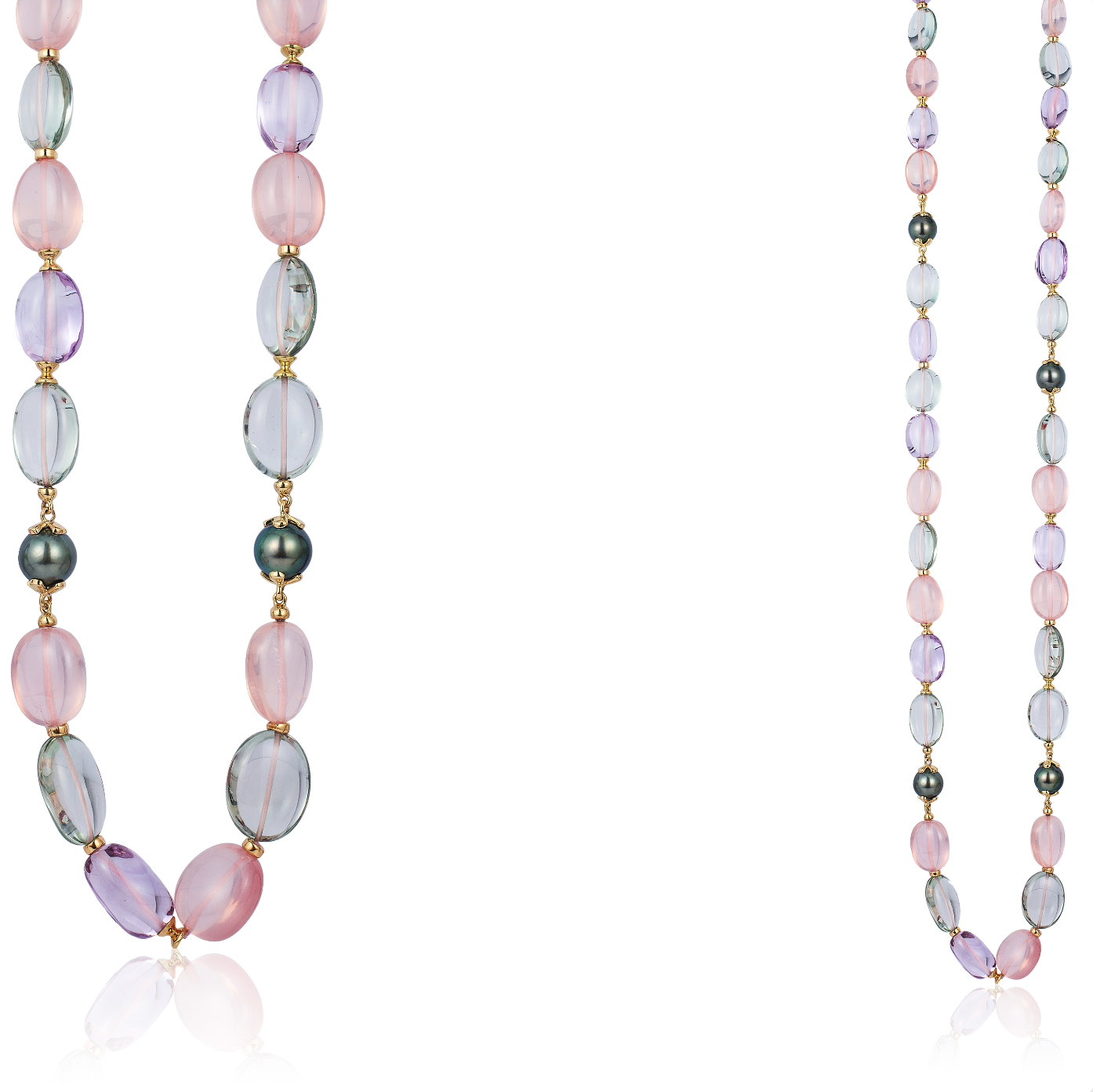 Lavender Amethyst & Prasiolite Tumble Necklace