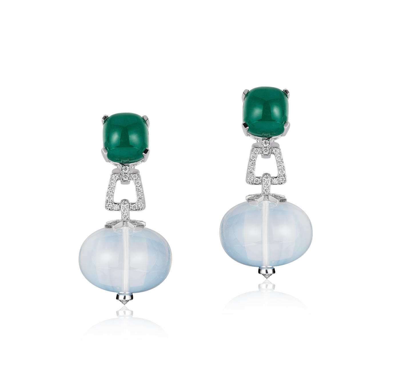 Emerald & Moonstone Earrings
